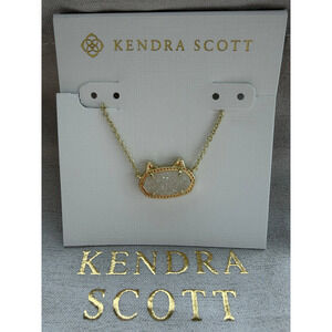 Kendra Scott Elisa Cat Pendant Necklace with White Crystal Cluster